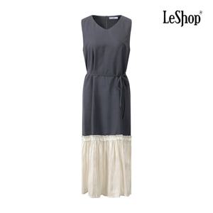 [르샵]밑단 배색 링클 스트랩 민소매 원피스 (BP7OP025A)