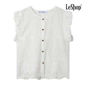 [르샵]폼폼 민소매 펀칭 레이스 블라우스 (BP7BL034A)