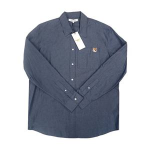 메종키츠네 폭스 헤드 캐주얼 셔츠 인디고 OM00432WC5043 P470