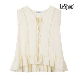 [르샵]아일렛 리본 레이스 러플 민소매 블라우스 (BP7BL058A)