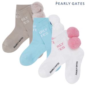 파리게이츠  여성 탈착 폼폼 배색 로고 중목 양말 521E3SC003 BJ