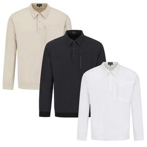 [파리게이츠]511E3TO202-남성 우븐 믹스 하프 버튼 카라 티셔츠-(25년가을)