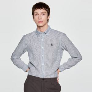 헤지스  25FW  남성 스트라이프 린넨 긴팔캐주얼셔츠 HZSH5C105BK