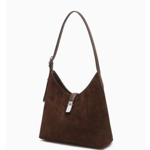 [닥스핸드백] 다크브라운 스웨이드체크 식 포인트숄더백 DCBA6E177W3