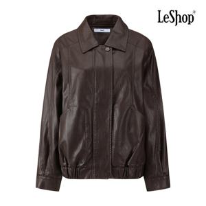 [르샵]싱글 카라 밑단 밴딩 페이크 레더 자켓 BPAJK004A