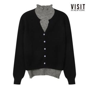 [비지트인뉴욕]물결넥 가디건 레이어드 니트 (V5ALK04)