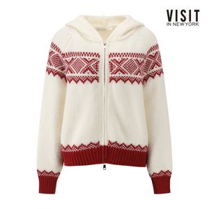 [비지트인뉴욕]겨울 노르딕 후드 집업 니트 가디건 V5BGD07