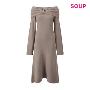 [숲]오프숄더 플레어 골지 니트 원피스 S61OP04