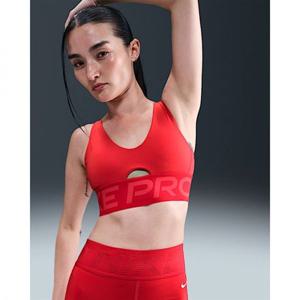 나이키 프로 인디 플런지 여성 미디엄 서포트 패드 스포츠 브라 - 라이트 크림슨엠버 글로우화이트 HF7325-696 277590