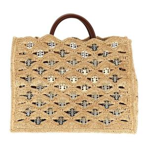 파코라반 1969 라피아 메탈 아플리케 토트백 25PSS0501NAT045 M