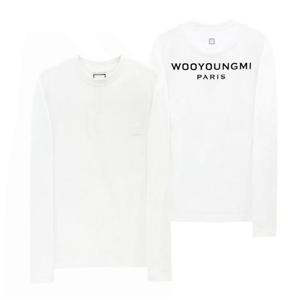 25FW 우영미 화이트 백로고 코튼 롱슬리브 긴팔 티셔츠 W253TS17712W