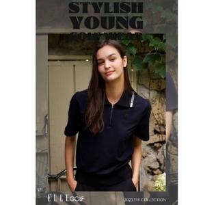 [엘르골프]여성 카라 포인트 반팔형 반집업티셔츠 6J65251 블랙,