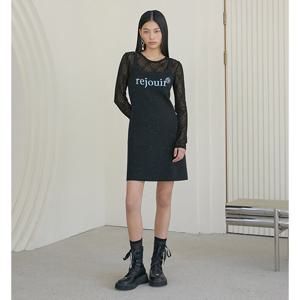 [에고이스트]레터링 포인트 스팽글 믹스 니트원피스 (ER1KO160)