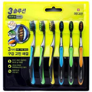 메디안 트리플 솔루션 칫솔-미세모 6입-3중기능