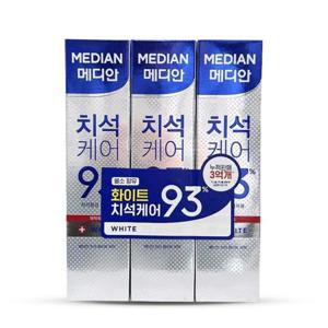 메디안 치석 케어 미백 화이트 치약 120g 3개입