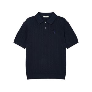 헤지스긴팔티 VQA HZSW4F101N3 네이비 면 강연 케이블 카라 니트