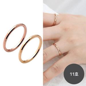 14K 로즈골드 골드 할로우 사각 컷팅 금 반지 11호