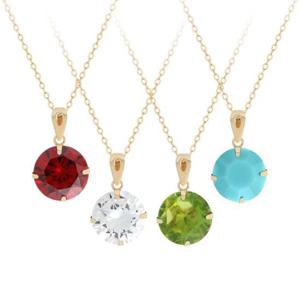 14K GOLD 탄생석 컬러 큐빅 금 목걸이 42cm