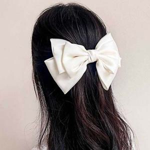 실크 3단 헤어핀 화이트 실크핀 여친패션 헤어장식