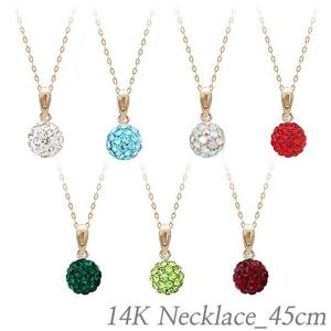 14K 큐빅볼 펜던트 금 체인 목걸이_45cm