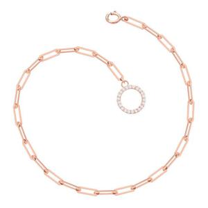 14K GOLD 로즈골드 큐빅 링 펜던트 클립 체인 금 팔찌