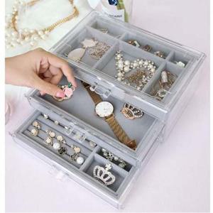 키밍 악세사리 보석함 3단 투명 귀걸이 반지 목걸이