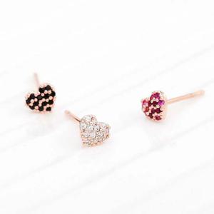 14K 금침 큐빅하트 로즈골드 하트 피어싱