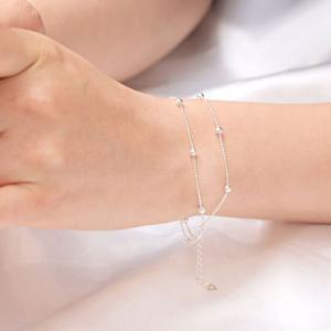 92.5 실버 클래식 두줄 볼 체인 은 팔찌