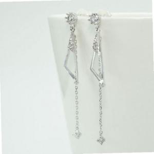 은침 큐빅 패션귀걸이 언발 두줄 실버 귀걸이-92.5실