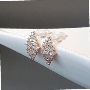 은귀걸이 마름모 큐빅 패션귀걸이 귀걸이-로즈골드 실