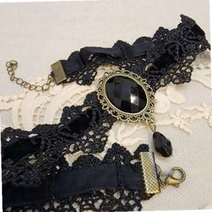 초커 북유럽 보석 블랙 메탈 목걸이 벨벳 레이스