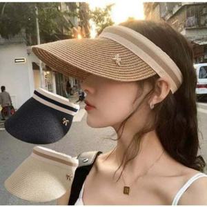 밀짚 라탄 여성 썬캡 모자 휴양지