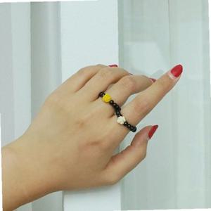 산호 블랙 오닉스 장미 구슬 원석반지 우정 흑사탕 링