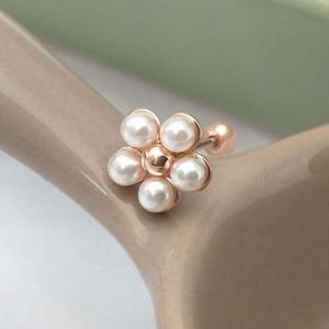 14K 골드필드 핀 진주 플라워 꽃 피어싱