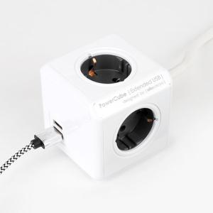 아이정 파워큐브 익스텐디드 베이직 화이트 USB 4구 1.5M 디자인 멀티탭 멀티콘센트