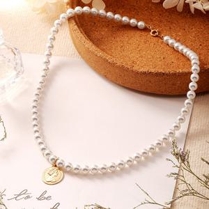 골드팡 14k 멜로우 엘리자베스코인 진주 비드목걸이 12mm