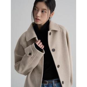 (356130WM1A) [에잇세컨즈] 칼라넥 레귤러 미디 코트  베이지