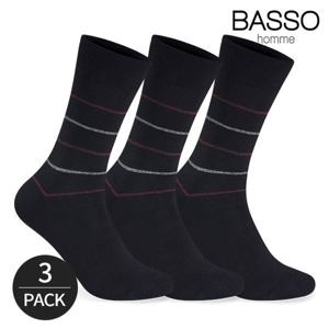 바쏘옴므 남성 노멀 링글 캐주얼 정장 장목양말 3P_BK