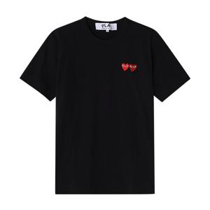 꼼데가르송 P1T226 1 PLAY 더블 레드 하트 와펜 남성 반팔티