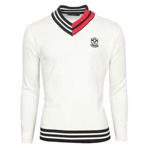 그렌에코 남성 봄 가을 골프웨어 골프 브이넥 긴팔 니트 아이보리 G282336