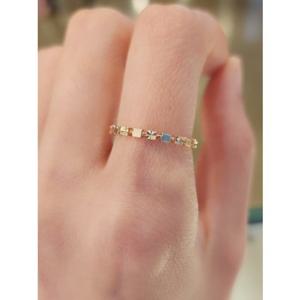 미니골드 14K 스퀘어스텝스톤 미스링 반지 RCOM4044