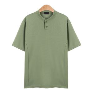 라인 헨리넥 포인트 스판 라이트카키 티셔츠_CMT006