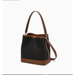 [닥스] 브라운 세인트바넷 DD패턴 가죽배색 버킷백 M DCBA4F863W3