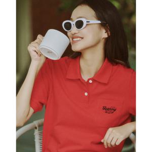 헤지스 여성 24FW 반값세일면100% 레드 폴로 반팔 티셔츠 HSTS4DL31R2