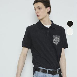 [버커루]남성 20수 빈티지 카라 반팔 티셔츠 B242TS391P