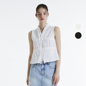 [버커루]여성 코튼 프릴 민소매 블라우스 B242SH620P