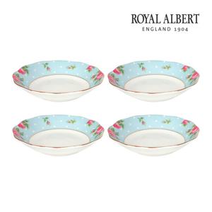 [로얄알버트]뉴황실장미 소찬기 4P (폴카블루)