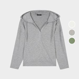 [버커루]여성 40수 슬럽 반오픈 후드 티셔츠 B222TS620P