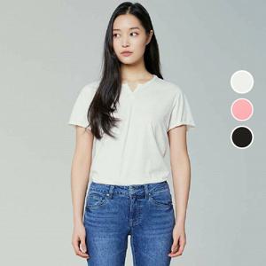 [버커루]여성 40수 싱글 슬림핏 헨리넥 반팔 티셔츠 B222TS570P