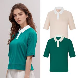 콜핑 여성 세미오버 크롭 등산 반팔 카라 티셔츠 KSC494VT5W